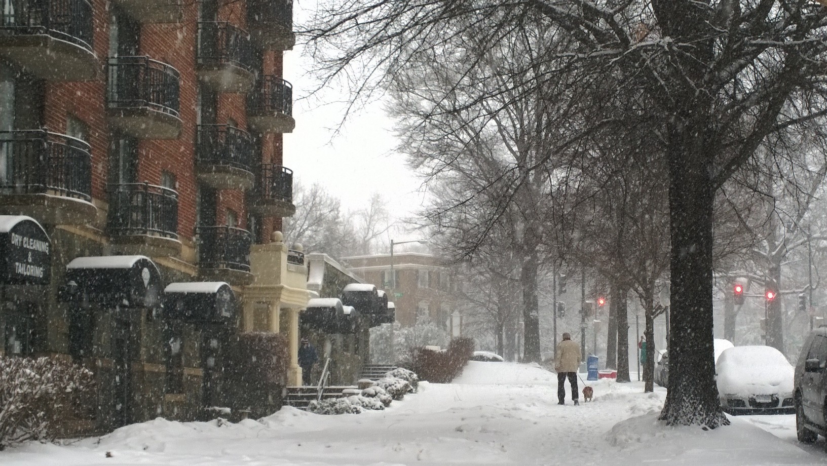 Pennsylvania Avenue NW in the snow. (WTOP/Megan Matthews)