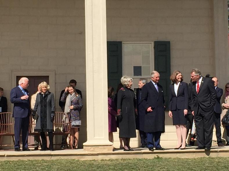 Prince Charles and Camilla arrive at Mount Vernon to get a tour of the site. 