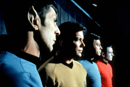 The original Star Trek TV series ran from 1966 to 1969 starring William Shatner as Captain Kirk and Leonard Nemoy, who died in March, as Mr. Spock, and DeForest Kelley as Dr. McCoy.