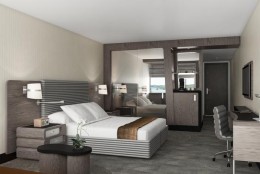 A rendering of the guest rooms at the Watergate Hotel, which is undergoing a $125 million renovation. (Courtesy Euro Capital Properties)