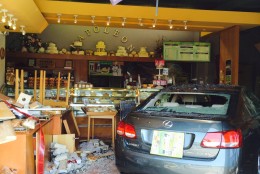 On Sunday, a Lexus crashed into the Napoleon Bakery on Tom Davis Drive in Annandale. (Photo Courtesy Fairfax County Police)