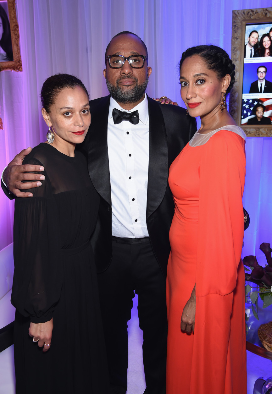 (L-R) Samira Nasr, Kenya Barris, and Tracee Ellis Ross attend the Yahoo News/ABC News White House Correspondents' dinner reception pre-party at the Washington Hilton on Saturday, April 25, 2015 in Washington, DC. (Photo by Dimitrios Kambouris/Getty Images for Yahoo)