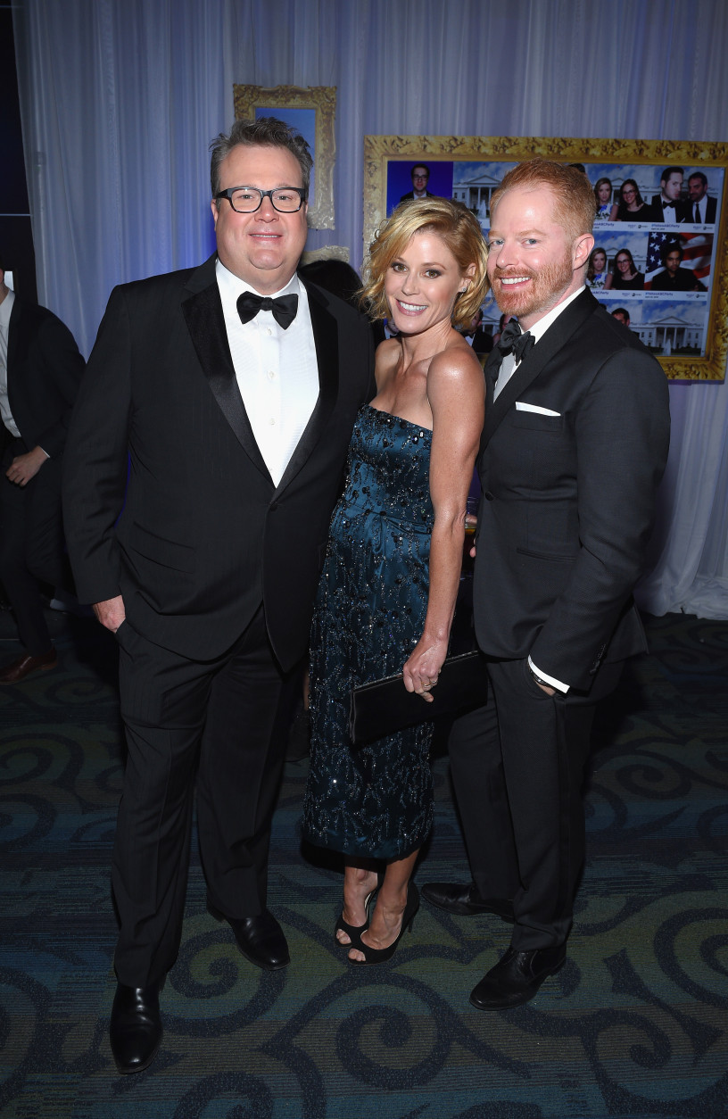 WASHINGTON, DC - APRIL 25:  (L-R) Eric Stonestreet, Julie Bowen, and Jesse Tyler Ferguson attend the Yahoo News/ABC News White House Correspondents' dinner reception pre-party at the Washington Hilton on Saturday, April 25, 2015 in Washington, DC.  (Photo by Andrew H. Walker/Getty Images for Yahoo)