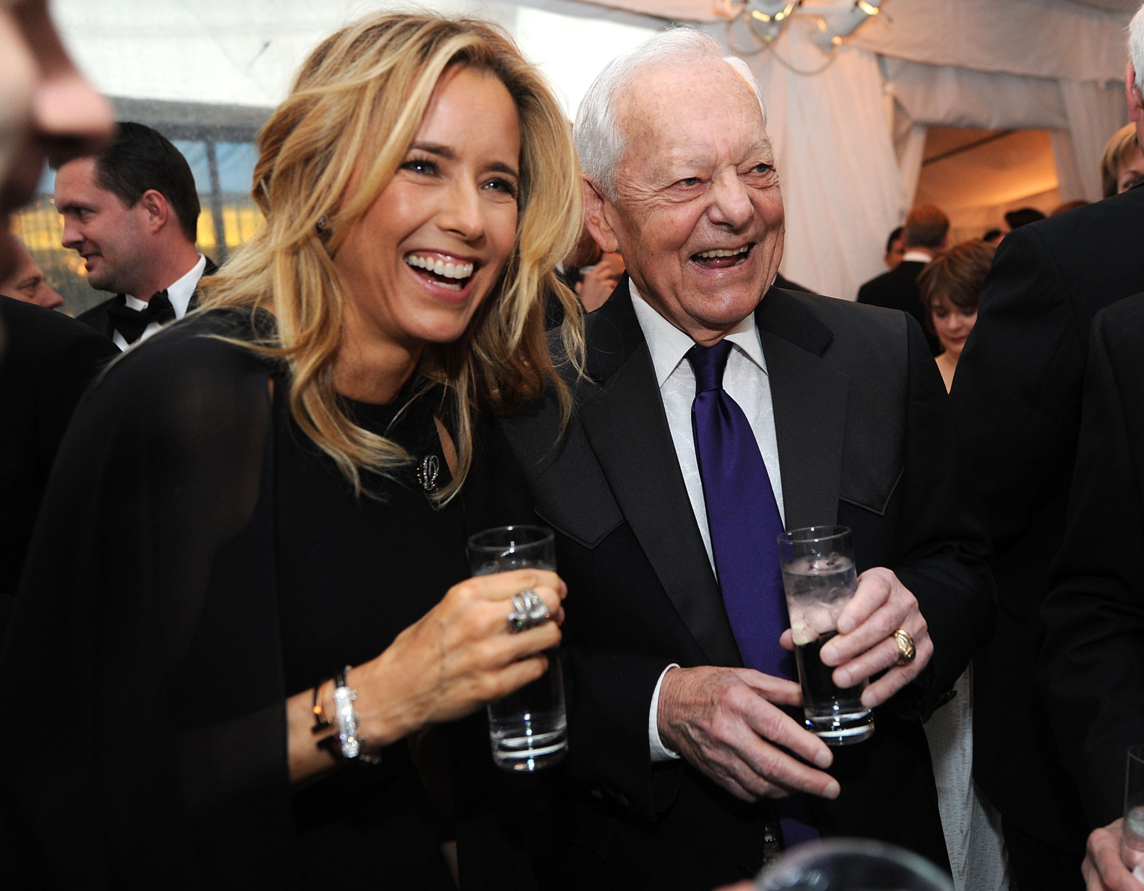 WASHINGTON, DC - APRIL 25: Actress Tea Leoni(L) and Bob Schieffer attend the National Journal and The Atlantic White House Correspondents' Pre-Dinner Reception at The Washington Hilton on April 25, 2015 in Washington, DC.  (Photo by Brad Barket/Getty Images)