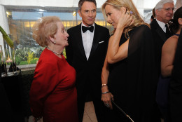Madeleine Albright(L) and Tea Leoni attend the National Journal And The Atlantic White House Correspondents' Pre-Dinner Reception at The Washington Hilton on April 25, 2015 in Washington, DC. (Photo by Brad Barket/Getty Images)