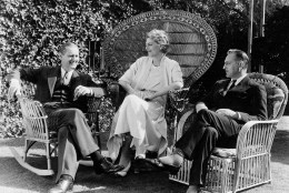 Actors John, Ethel, and Lionel Barrymore are shown at a family reunion, 1932.  The famous acting siblings appear together for the first time in "Rasputin."  (AP Photo)