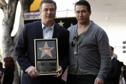 Alec Baldwin, left, and Stephen Baldwin pose together after Alec Baldwin received a star on the Hollywood Walk of Fame in Los Angeles on Monday, Feb. 14, 2011. (AP Photo/Matt Sayles)