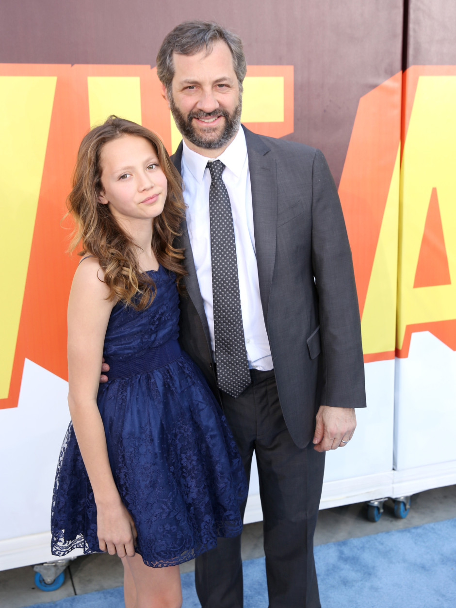 Iris Apatow, left, and Judd Apatow arrive at the MTV Movie Awards at the Nokia Theatre on Sunday, April 12, 2015, in Los Angeles. (Photo by Matt Sayles/Invision/AP)