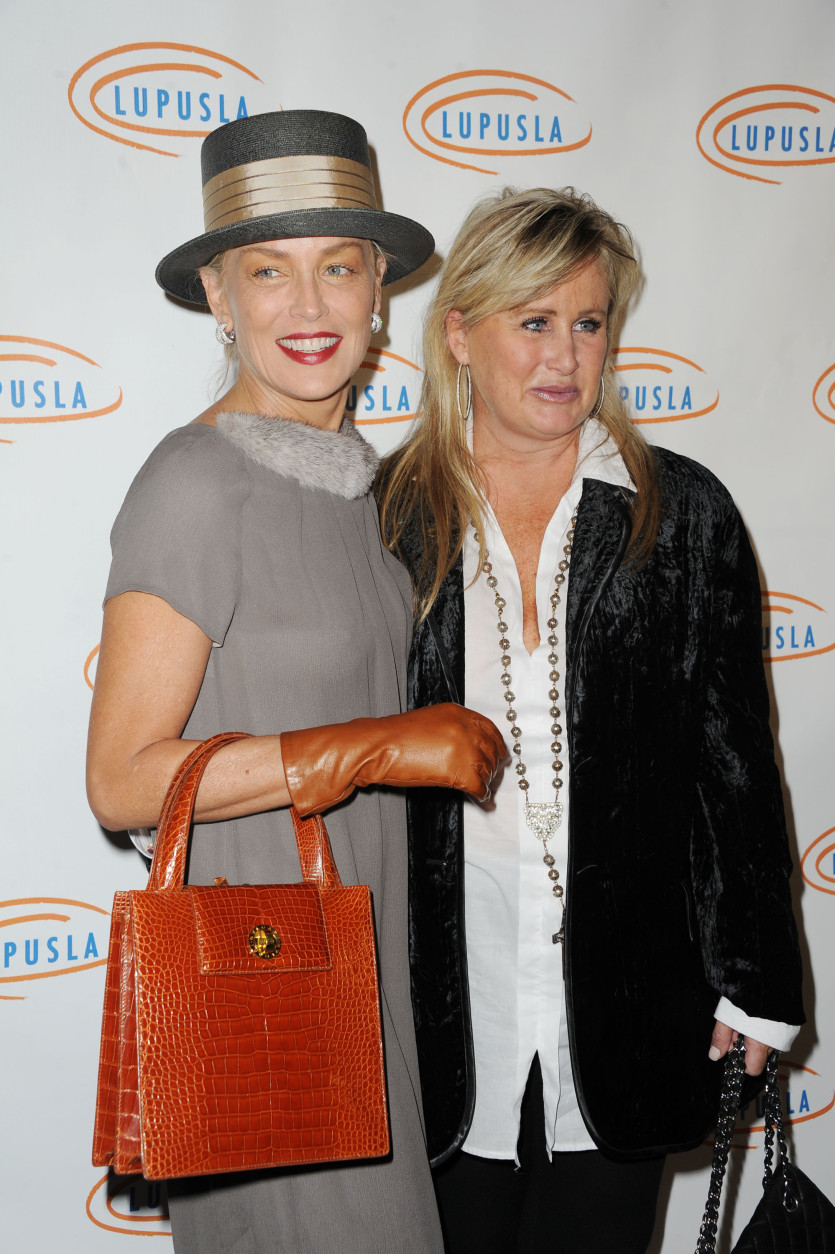 Sharon Stone, at left, and her sister, Kelly Stone attend Lupus LA's Hollywood Bag Ladies Luncheon at the Beverly Wilshire Hotel on Thursday, Nov. 1, 2012, in Beverly Hills, Calif. (Photo by Katy Winn/Invision/AP)