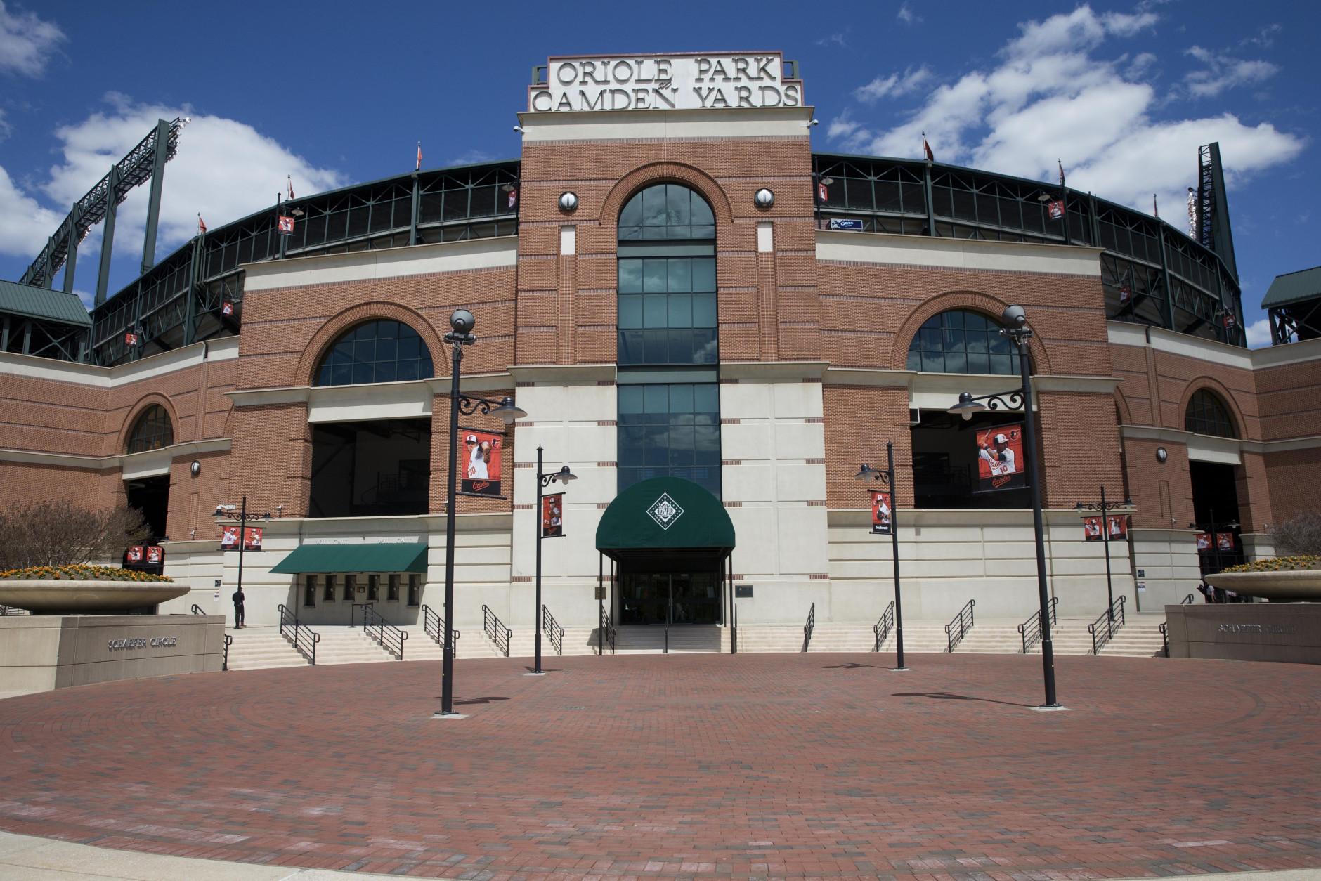 Exterior view of Oriole Park at Camden Yards from Schaefer Circle News  Photo - Getty Images