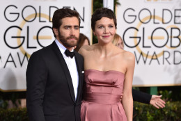 Jake Gyllenhaal, left, and Maggie Gyllenhaal arrive at the 72nd annual Golden Globe Awards at the Beverly Hilton Hotel on Sunday, Jan. 11, 2015, in Beverly Hills, Calif. (Photo by John Shearer/Invision/AP)