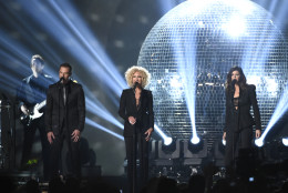 Jimi Westbrook, from left, Kimberly Schlapman and Karen Fairchild, of Little Big Town, perform at the 50th annual Academy of Country Music Awards at AT&amp;T Stadium on Sunday, April 19, 2015, in Arlington, Texas. (Photo by Chris Pizzello/Invision/AP)