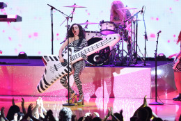 Charli XCX performs at the MTV Movie Awards at the Nokia Theatre on Sunday, April 12, 2015, in Los Angeles. (Photo by Matt Sayles/Invision/AP)