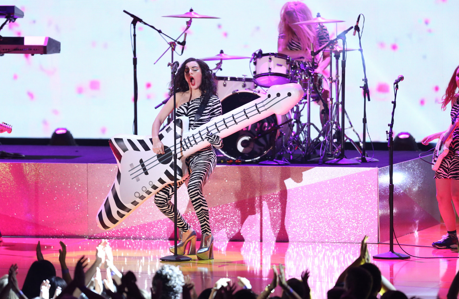 Charli XCX performs at the MTV Movie Awards at the Nokia Theatre on Sunday, April 12, 2015, in Los Angeles. (Photo by Matt Sayles/Invision/AP)