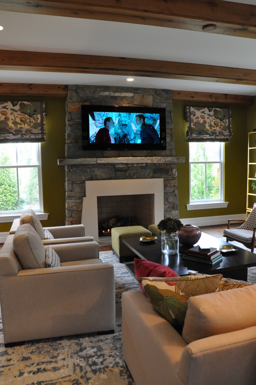 The comfortable and functional family room in the DC Design House. (WTOP/Rachel Nania) 