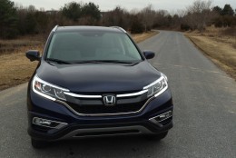 The 2015 Honda CR-V looks a little more rounded in styling, but it's still pretty large for the small SUV class. (WTOP/Mike Parris)