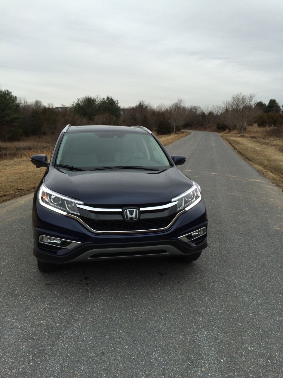 The 2015 Honda CR-V looks a little more rounded in styling, but it's still pretty large for the small SUV class. (WTOP/Mike Parris)