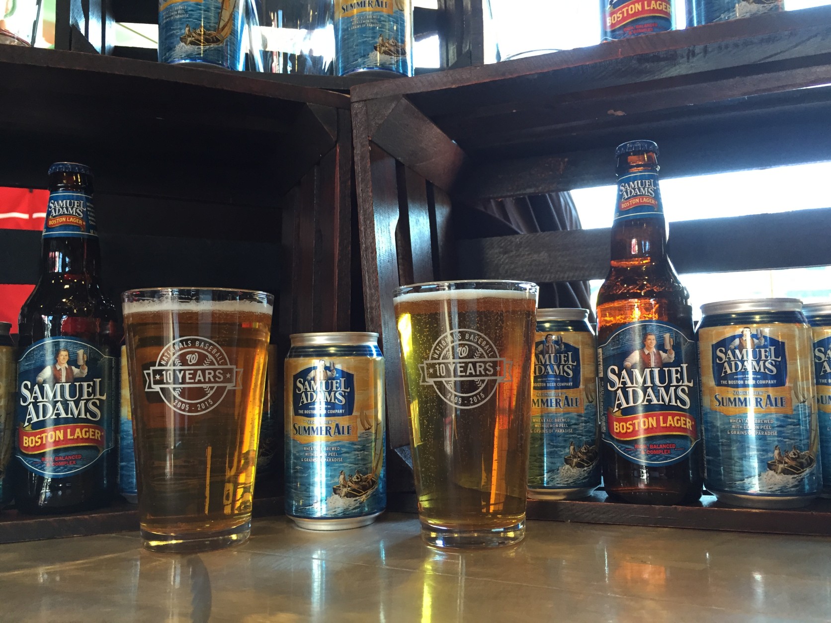 Sam Adams has brewed a special IPA to commemorate the team's 10th anniversary in Washington. (WTOP/Andrew Mollenbeck)
