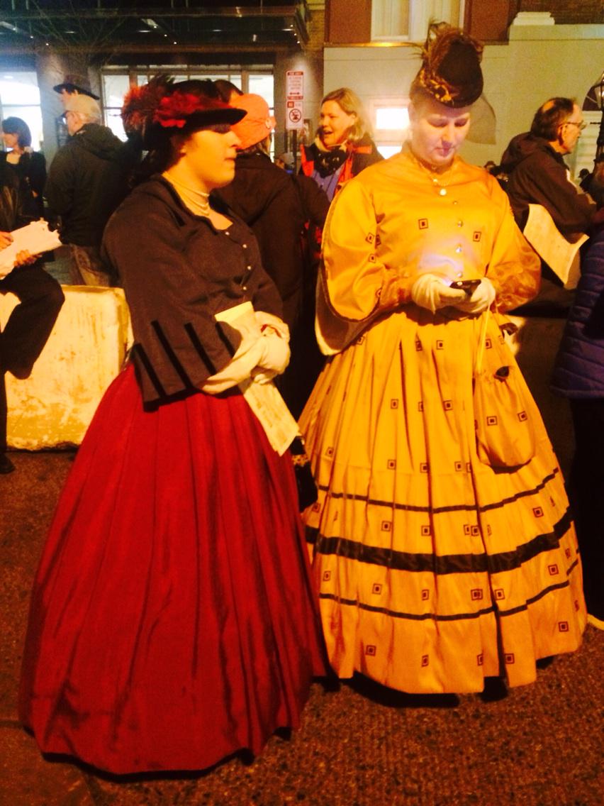 Historical interpreters outside Ford's Theatre in the early hours of April 15, 2015. (WTOP/Dick Uliano)