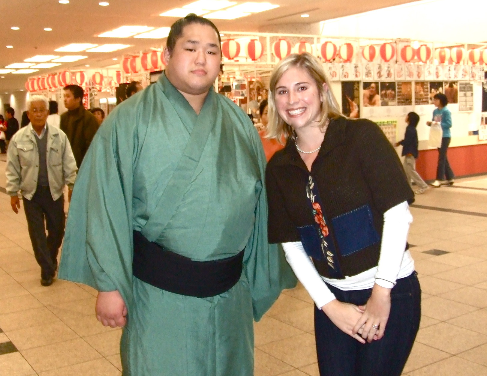 One activity Hayes highly recommends is attending a sumo wrestling tournament, called a sumo basho. The wrestlers come in the same entrance as the crowd, which is nice for fans who want to snap a picture. (Courtesy Laura Hayes) 