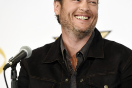 Blake Shelton, co-host of Sunday's 50th Academy of Country Music Awards, takes part in a news conference at AT&amp;T Stadium on Friday, April 17, 2015, in Arlington, Texas. The 50th ACM Awards will be held on Sunday at AT&amp;T Stadium. (Photo by Chris Pizzello/Invision/AP)