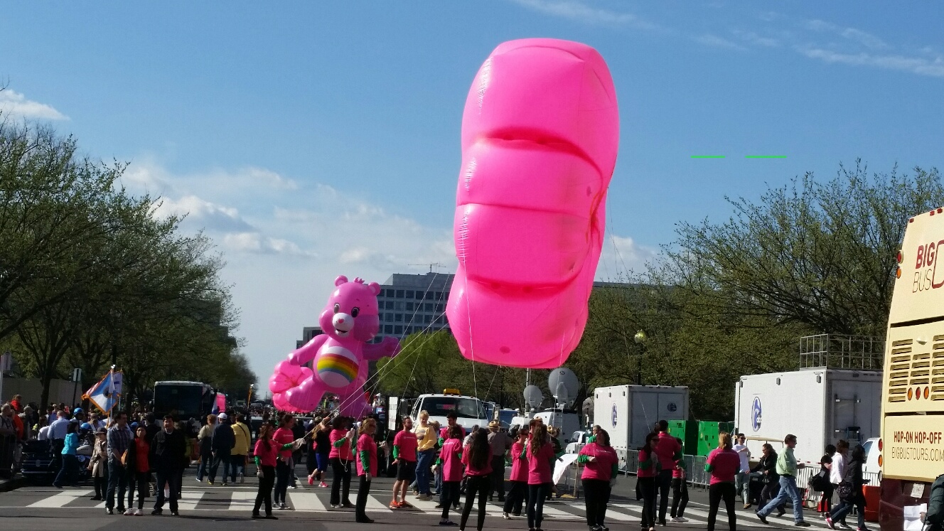 Floats pictured during the Cherry Blossom Festival Parade on April 11, 2015. (WTOP/Kathy Stewart)