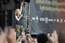Gwen Stefani, of the band No Doubt, performs at the Global Citizen 2015 Earth Day on the National Mall, Saturday, April 18, 2015, in Washington. (Photo by Nick Wass/Invision/AP) 