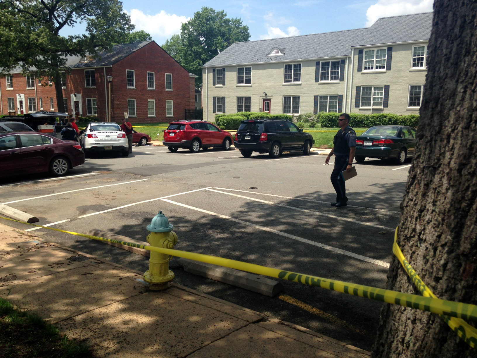 An Arlington County police officer shot and killed a man involved in a domestic dispute at the Gates of Ballston apartment complex Tuesday morning.  (WTOP/Megan Cloherty)