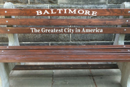 The benches in Baltimore, "The Greatest City in America." (WTOP/Noah Frank)