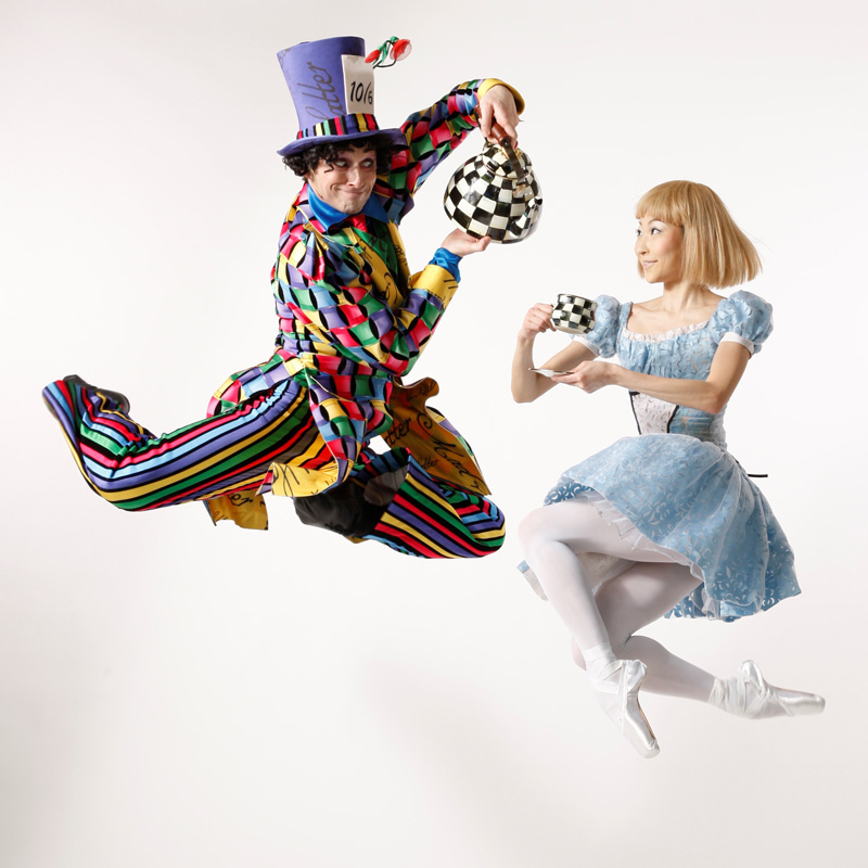 Jared Nelson and Maki Onuki as the Mad Hatter and Alice in "Alice in Wonderland." (Courtesy Dean Alexander)