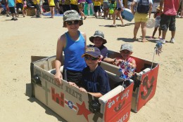 The popular Springfield Cardboard Boat Regatta took place Sunday in Virginia. Yeah, it was hot, but these boats were cool. (WTOP/Kathy Stewart)