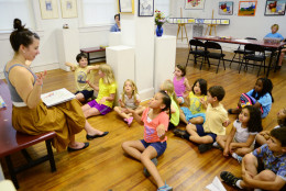 Education Coordinator and Photography Chair Leslie Mansour leads summer campers in community time. (Courtesy CHAW)
