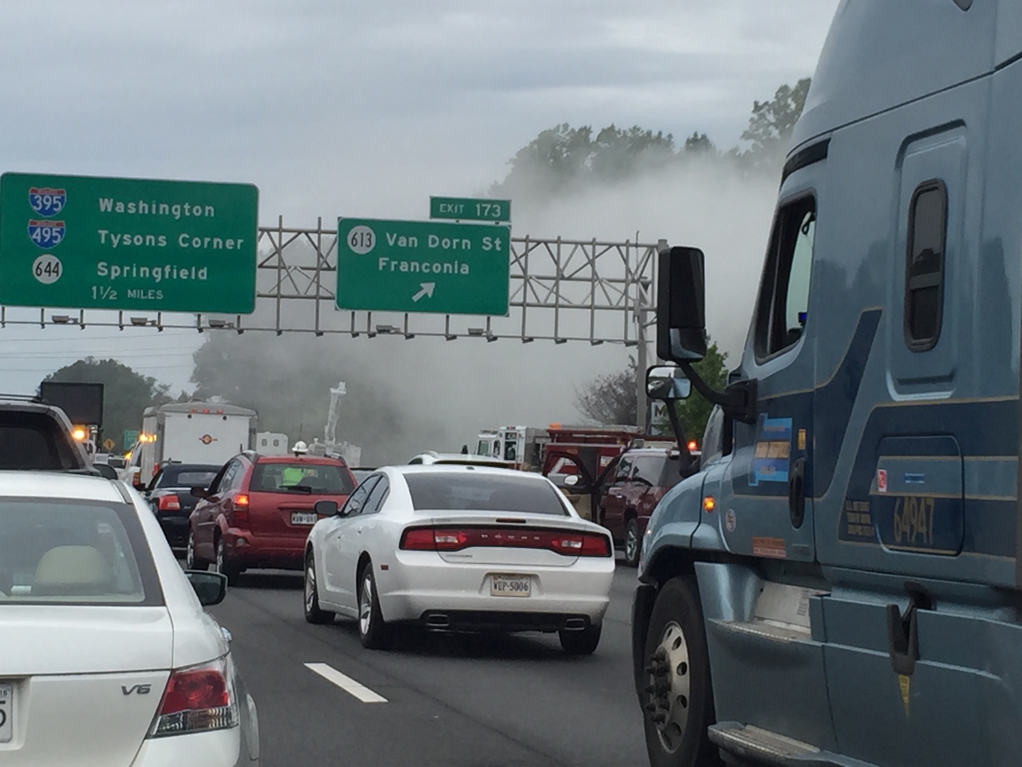 Fire causes power outages, major Beltway back-up, in Va. Sunday