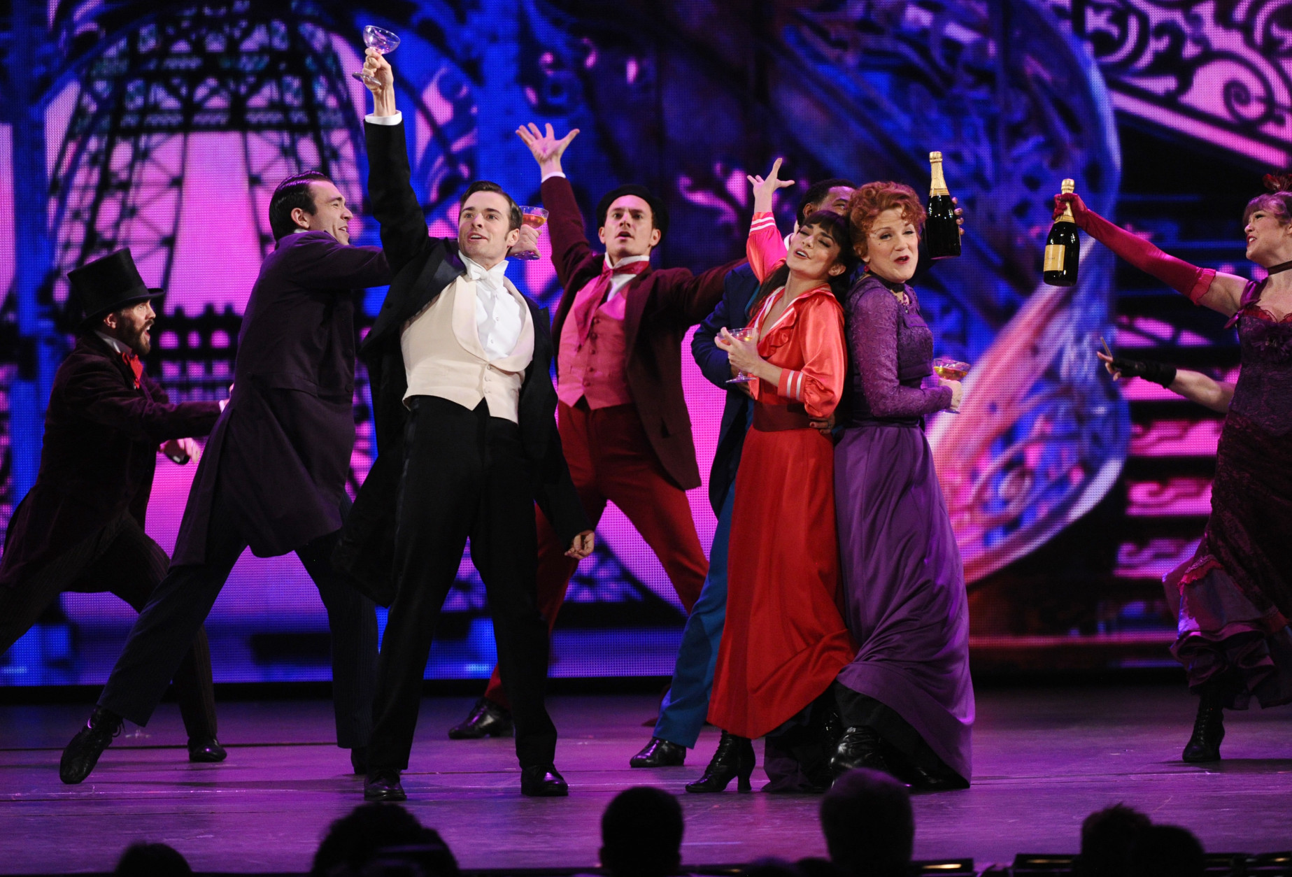 Vaness Hudgens, second right, Victoria Clark, right, and The cast of Gigi perform at the 69th annual Tony Awards at Radio City Music Hall on Sunday, June 7, 2015, in New York. (Photo by Charles Sykes/Invision/AP)