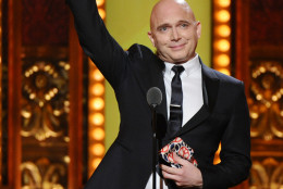 Michael Cerveris accepts the award for best performance by an actor in a leading role in a musical for Fun Home at the 69th annual Tony Awards at Radio City Music Hall on Sunday, June 7, 2015, in New York. (Photo by Charles Sykes/Invision/AP)