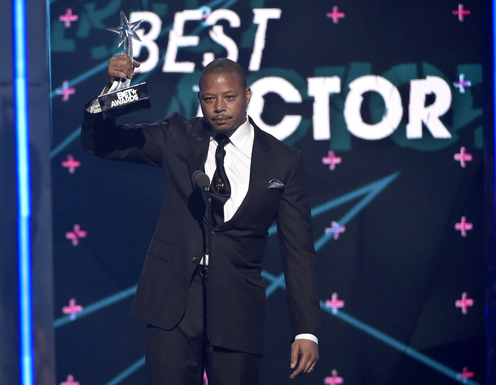 Terrence Howard accepts the award for best actor at the BET Awards at the Microsoft Theater on Sunday, June 28, 2015, in Los Angeles. (Photo by Chris Pizzello/Invision/AP)