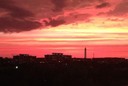 Sunset after stormy weather on June 23, 2015, as seen from Nats Park. (WTOP/Samantha Loss)