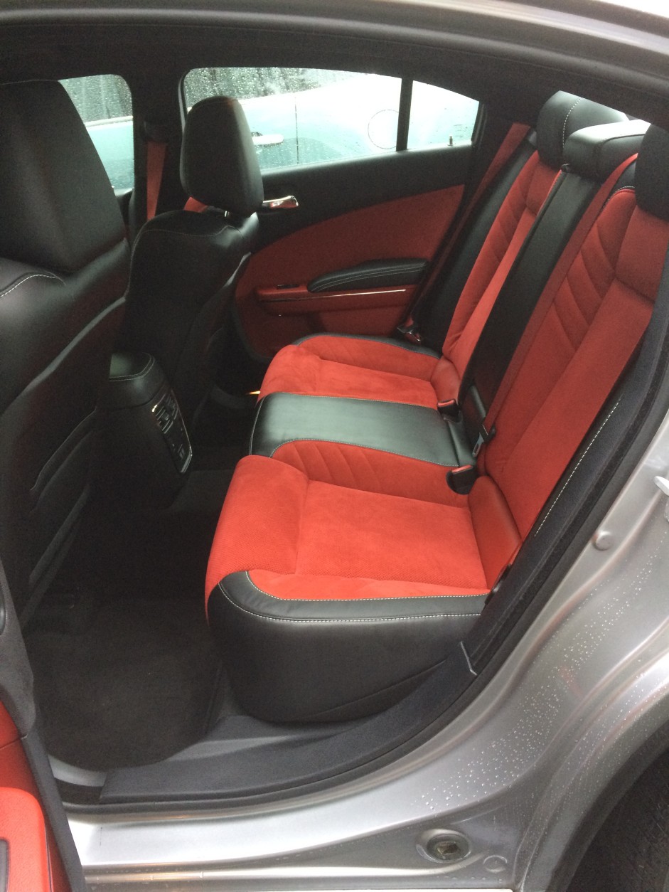 The back seat isn’t as big as you would expect for a big sedan. (WTOP/Mike Parris)