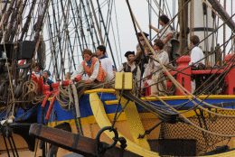 The crew of the Hermione, now anchored in Old Town, Va. through Wednesday. (York County)