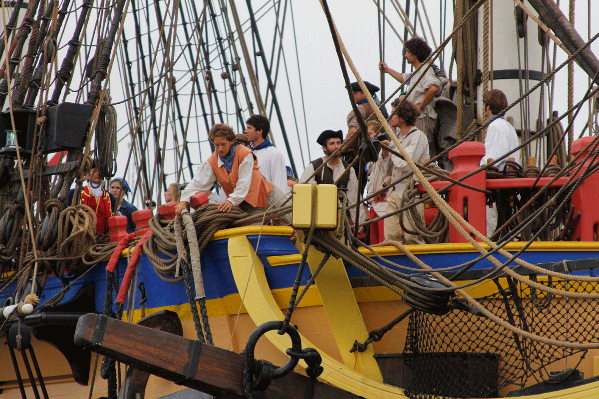 The crew of the Hermione, now anchored in Old Town, Va. through Wednesday. (York County)