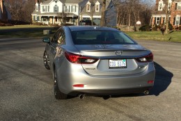The rear end styling isn’t as flashy as the rest of the car, but dual tailpipes add a little flair. (WTOP/Mike Parris)