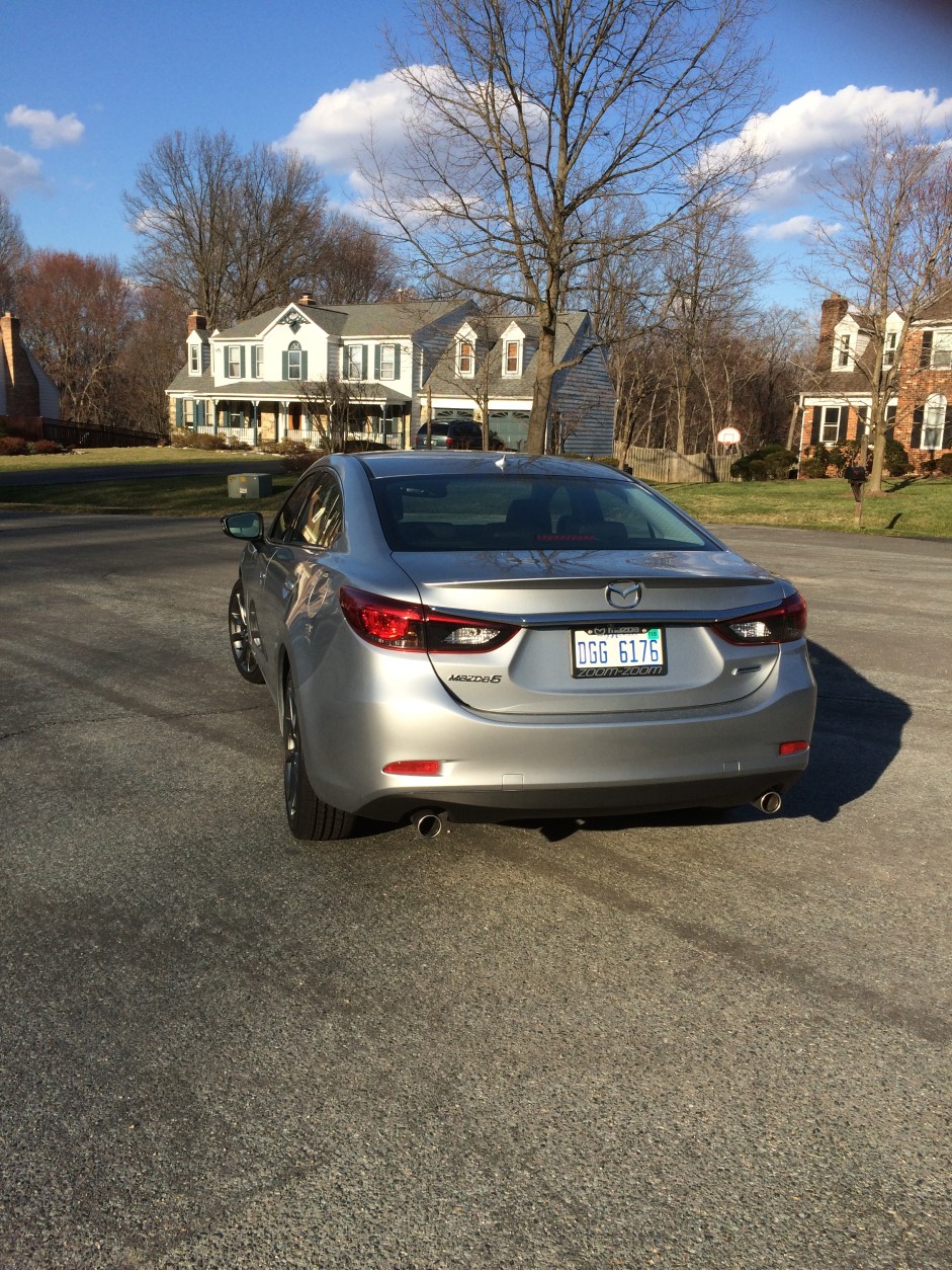 The rear end styling isn’t as flashy as the rest of the car, but dual tailpipes add a little flair. (WTOP/Mike Parris)