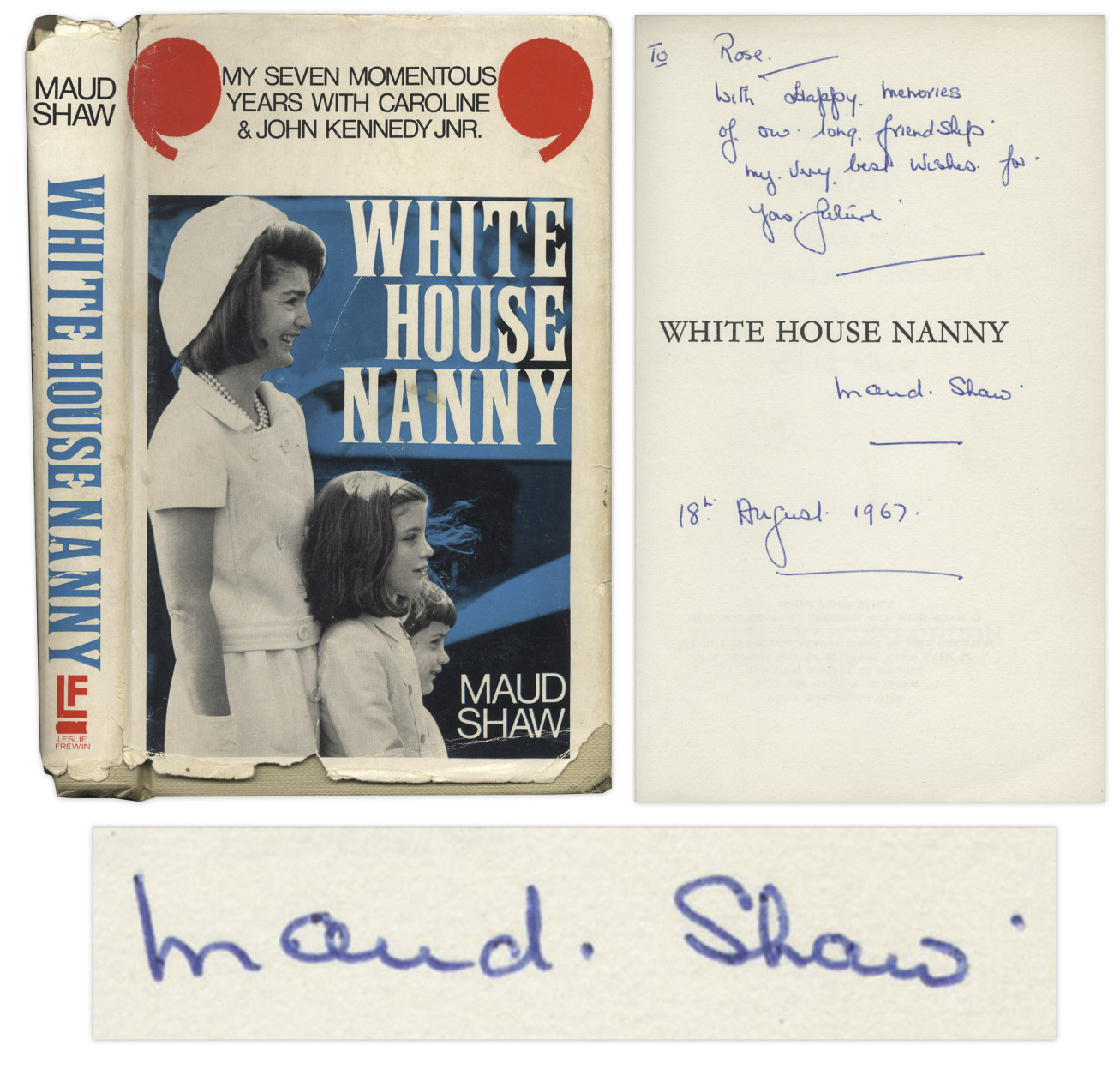 Also included in the auction is the first edition copy of Shaw's account of her seven years with the Kennedy family, “White House Nanny.” (Courtesy Nate D. Sanders Auctions)