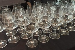 Sample glasses at the ready (WTOP/Brennan Haselton)
