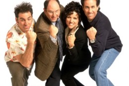 The cast of NBC's "Seinfeld," is shown in this undated handout photo. Pictured from left are;  Michael Richards as Kramer, Jason Alexander as George Costanza, Julia Louis-Dreyfus as Elaine Benes and Jerry Seinfeld as Jerry Seinfeld. (AP Photo/Columbia/TriStar Television Distribution)