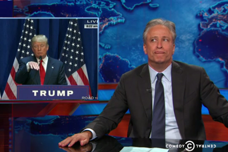 Jon Stewart reacts to Trump campaign launch