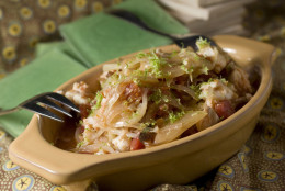 **FOR USE WITH AP LIFESTYLES**      Cod With Tomatoes and Fennel is seen in this Sunday, Dec. 7, 2008 photo. While seafood is a less than common meal for a slow-cooker this dish solves the problem of mushy results by adding the fish at the end of the cooking cycle.   (AP Photo/Larry Crowe)