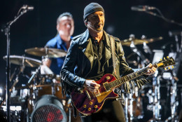 Guitarist The Edge of U2 is 54 on Aug. 8. Here, he performs at the Innocence + Experience Tour at The Forum on Tuesday, May 26, 2015, in Inglewood, Calif. (Photo by Rich Fury/Invision/AP)