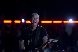 Singer-guitarist James Hetfield of Metallica is 52 on Aug. 3. Here, Hetfield of Metallica performs on the National Mall in Washington, Tuesday, Nov. 11, 2014, during the Concert for Valor. (AP Photo/Carolyn Kaster)