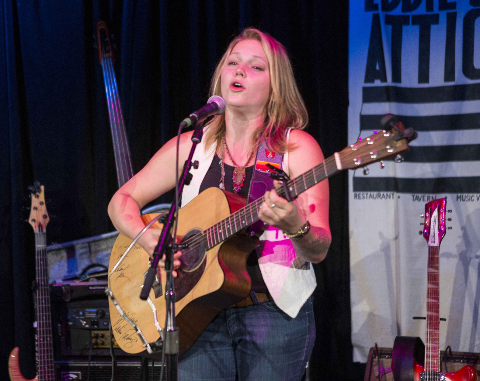 "American Idol'' runner-up Crystal Bowersox is 30 on Aug. 4. Here, Bowersox performs at Eddie's Attic on Tuesday, July 28, 2015, in Atlanta. (Photo by Robb D. Cohen/Invision/AP)